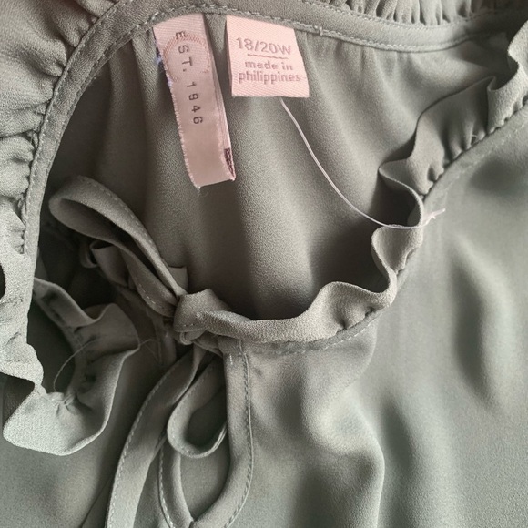 boho flowy sage green boho festival popover flirty blouse Feminine ruffles 18/20 - Picture 5 of 8